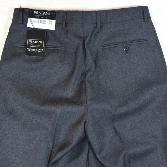 Jos A Bank Traveler Tailored Fit Classic Gray Wool Dress Pants Mens 31x28 NWT - Picture 9 of 11